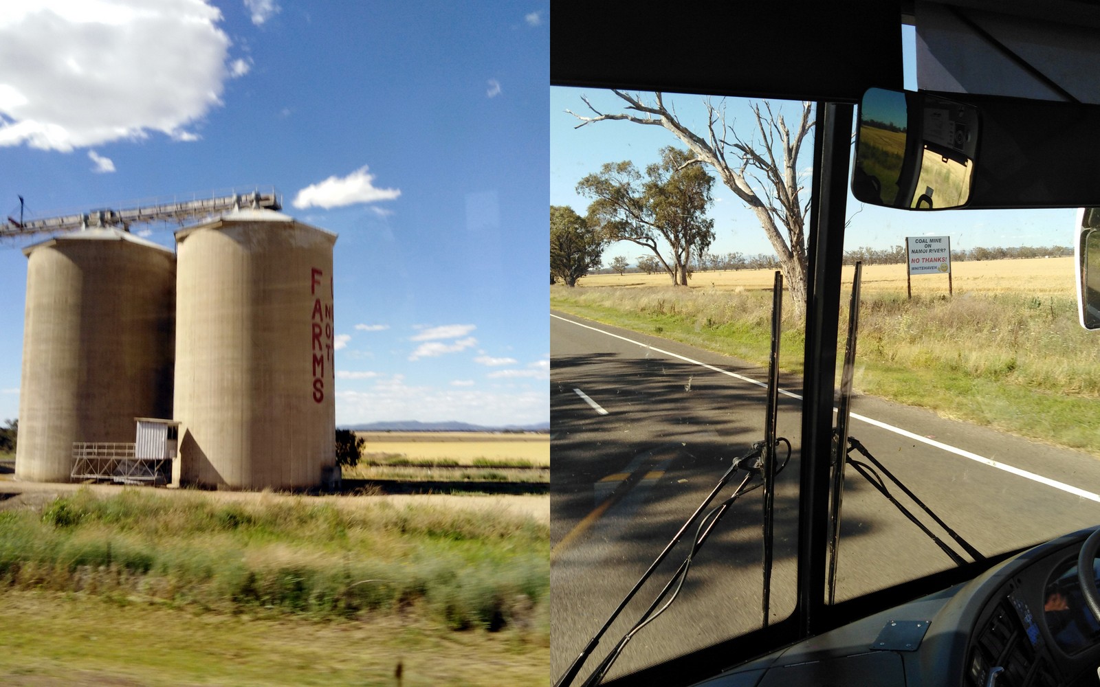 Coal protest signs on road from Werris Creek to Narrabri