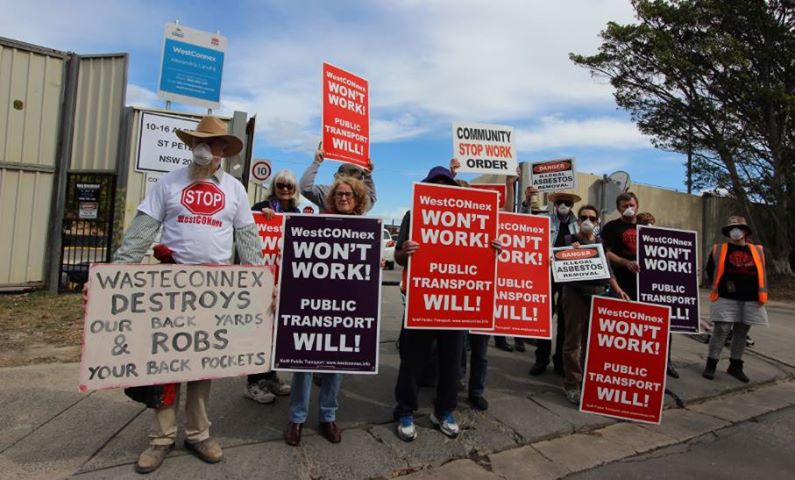 Local residents of the Sydney suburb of St Peters protest westconnex.