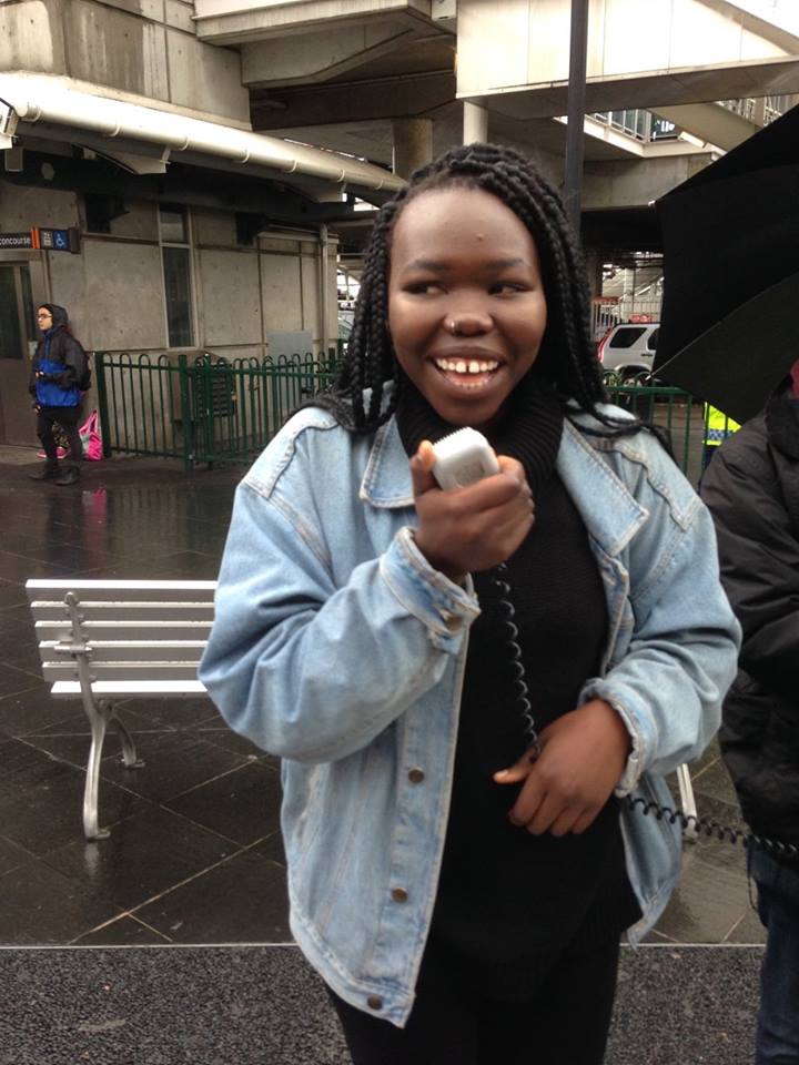 A young speaker at the anti-racism rally in Blacktown, June 4 2016.