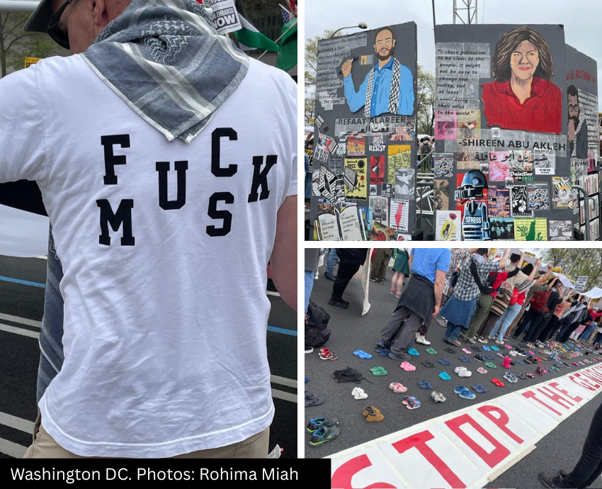 Mosaic of photos of protesters