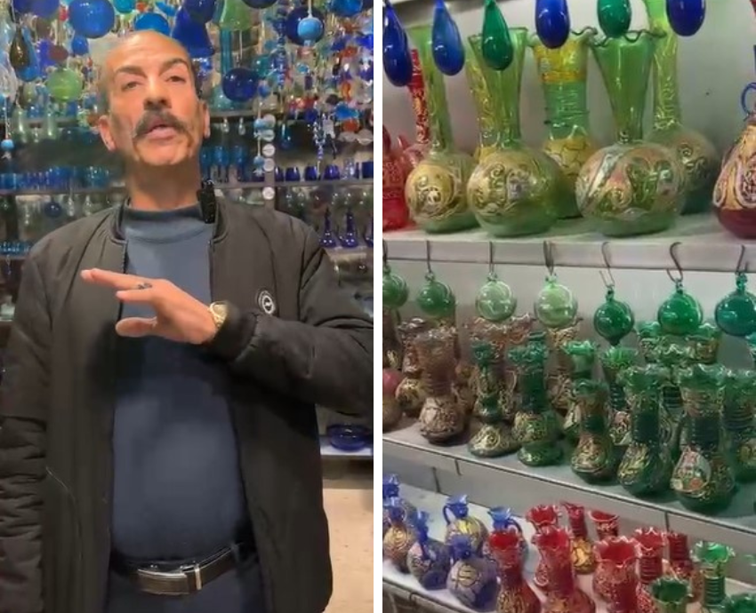 glass factory and man