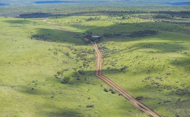 Santos GLNG gas transportation pipeline under construction.