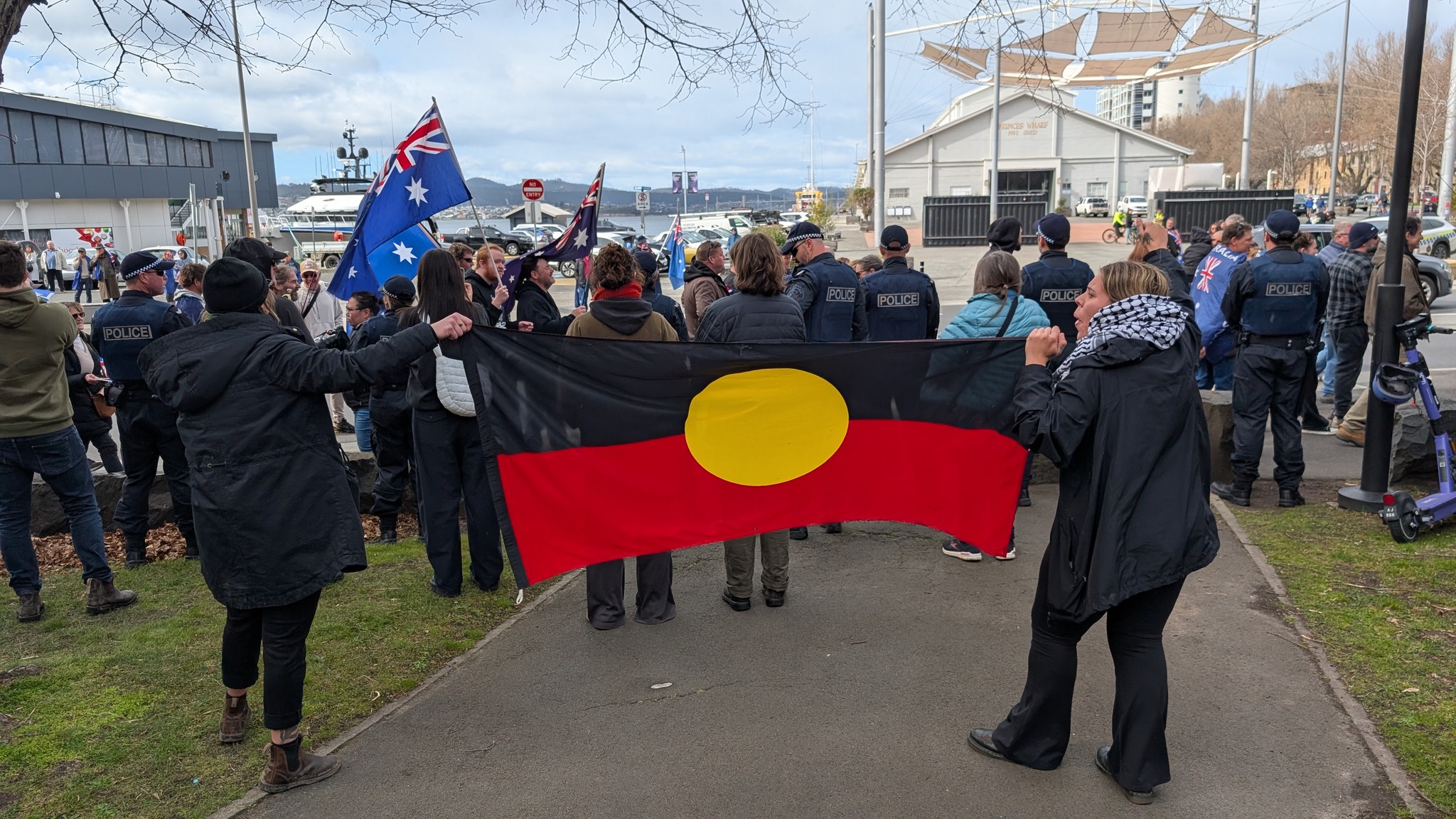 Aboriginal Flag flying in nipaluna/Hobart Aboriginal Flag flying in nipaluna/Hobart