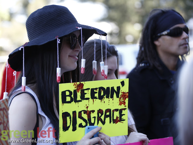 Bleedin' Disgrace, Axe the Tax on Tampons rally August 14, 2015.