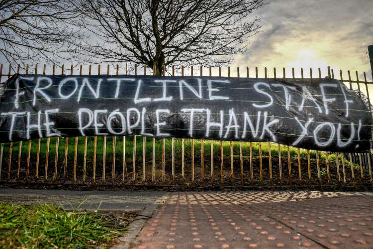 Banner thanking Britain's essential workers