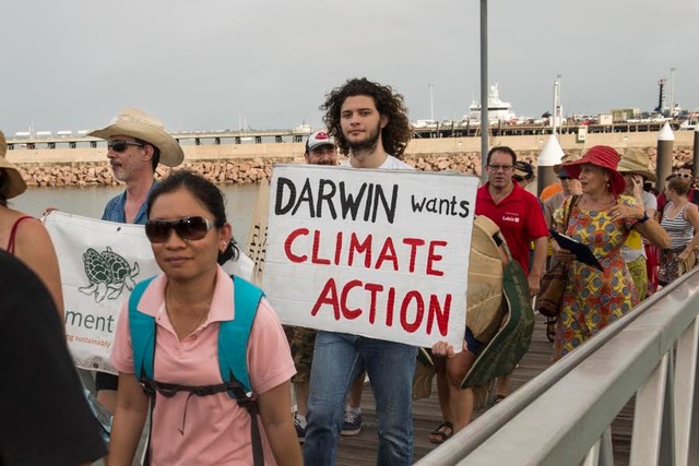 More than 500 people marched from Stokes Hill Wharf to the Darwin Waterfront.