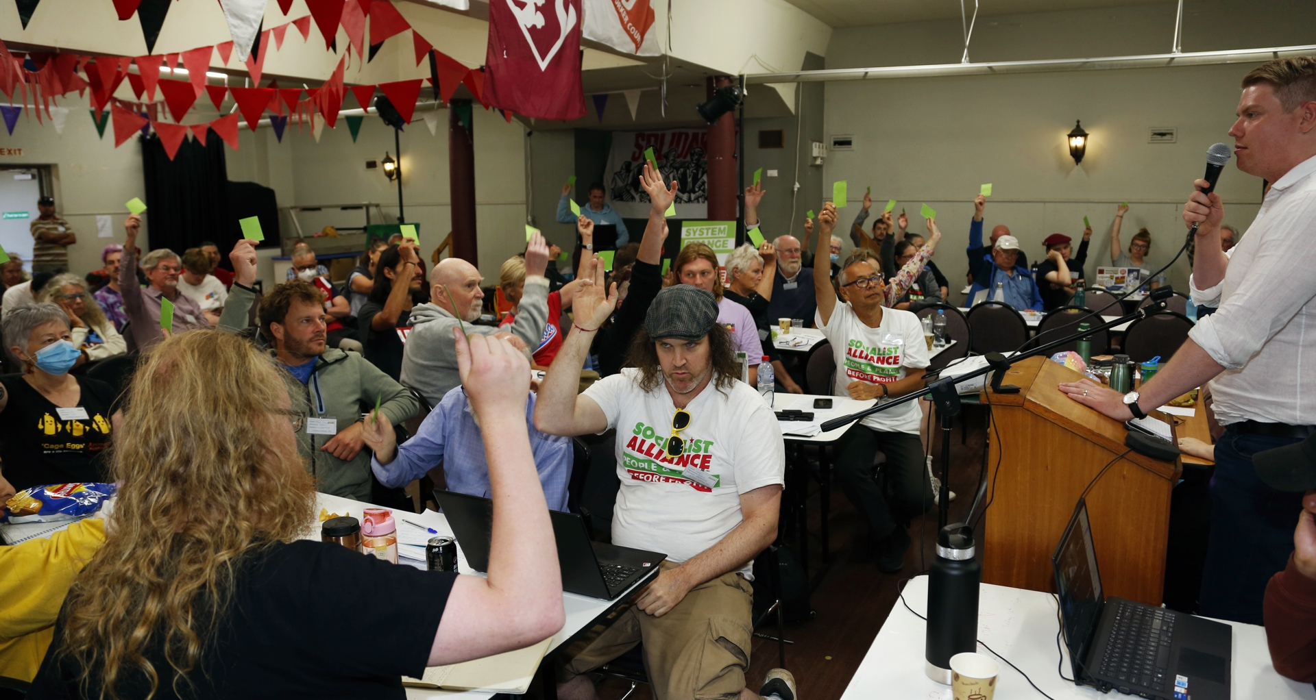 Conference delegates voting