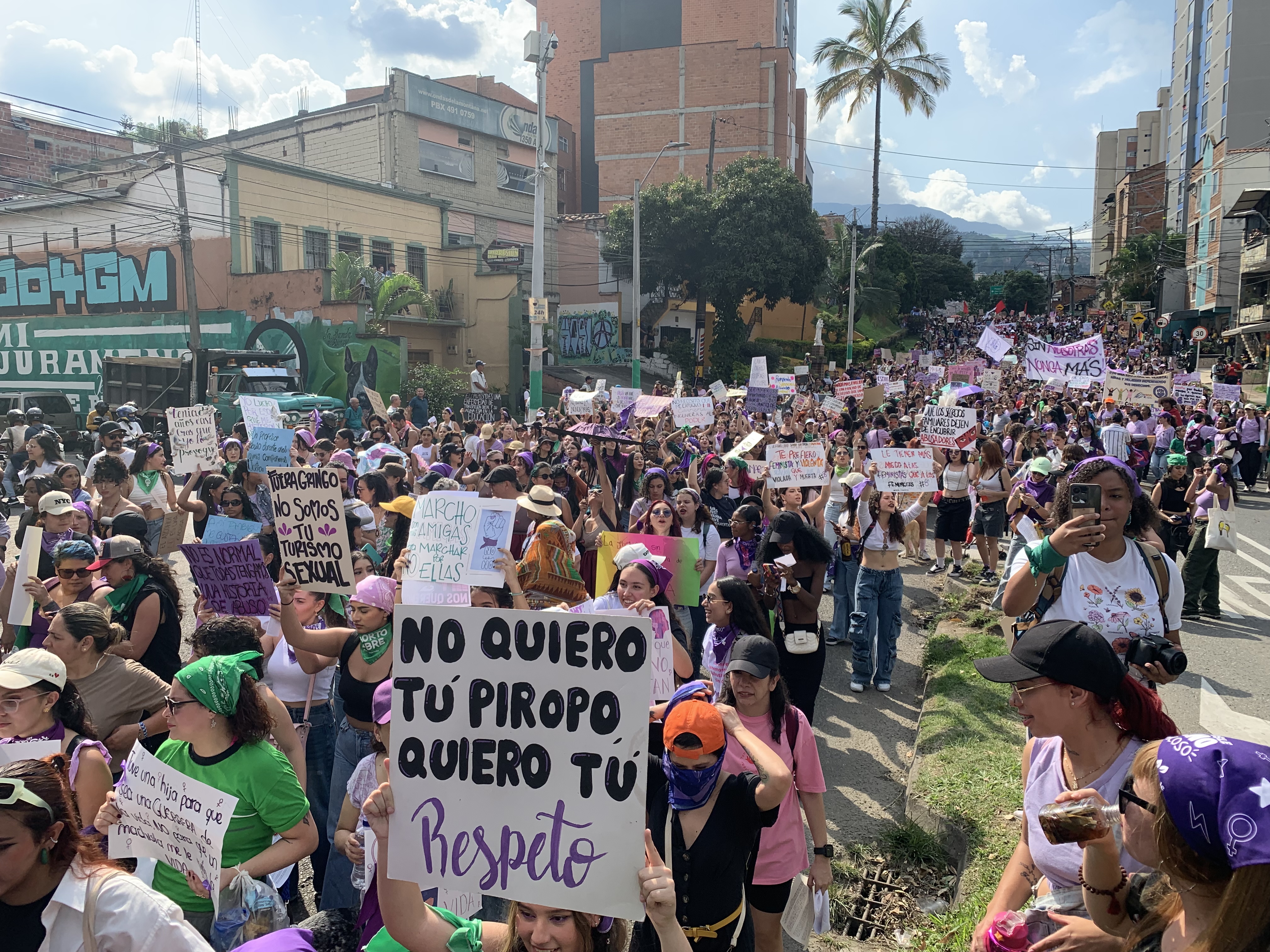 various images of IWD march in Colombia
