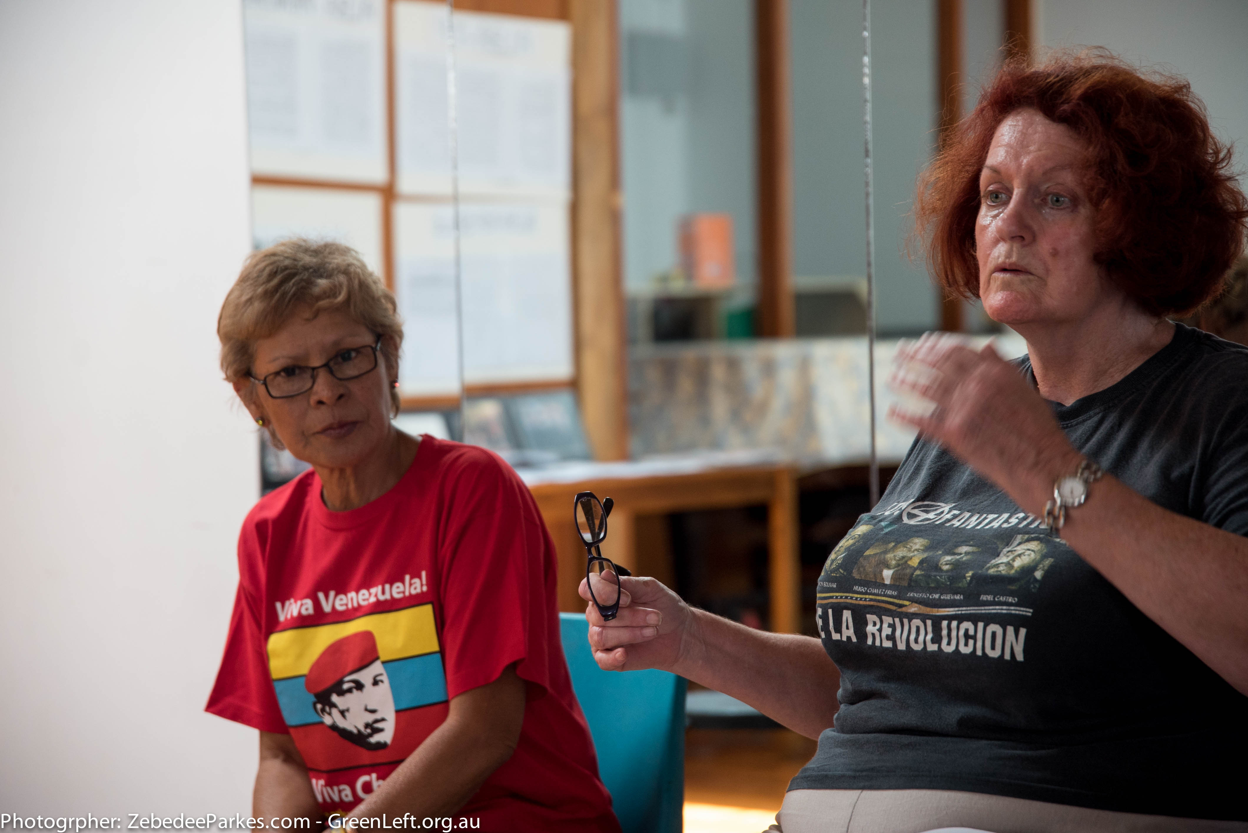 Marg Gleeson (right) presenting at the peoples' summit.
