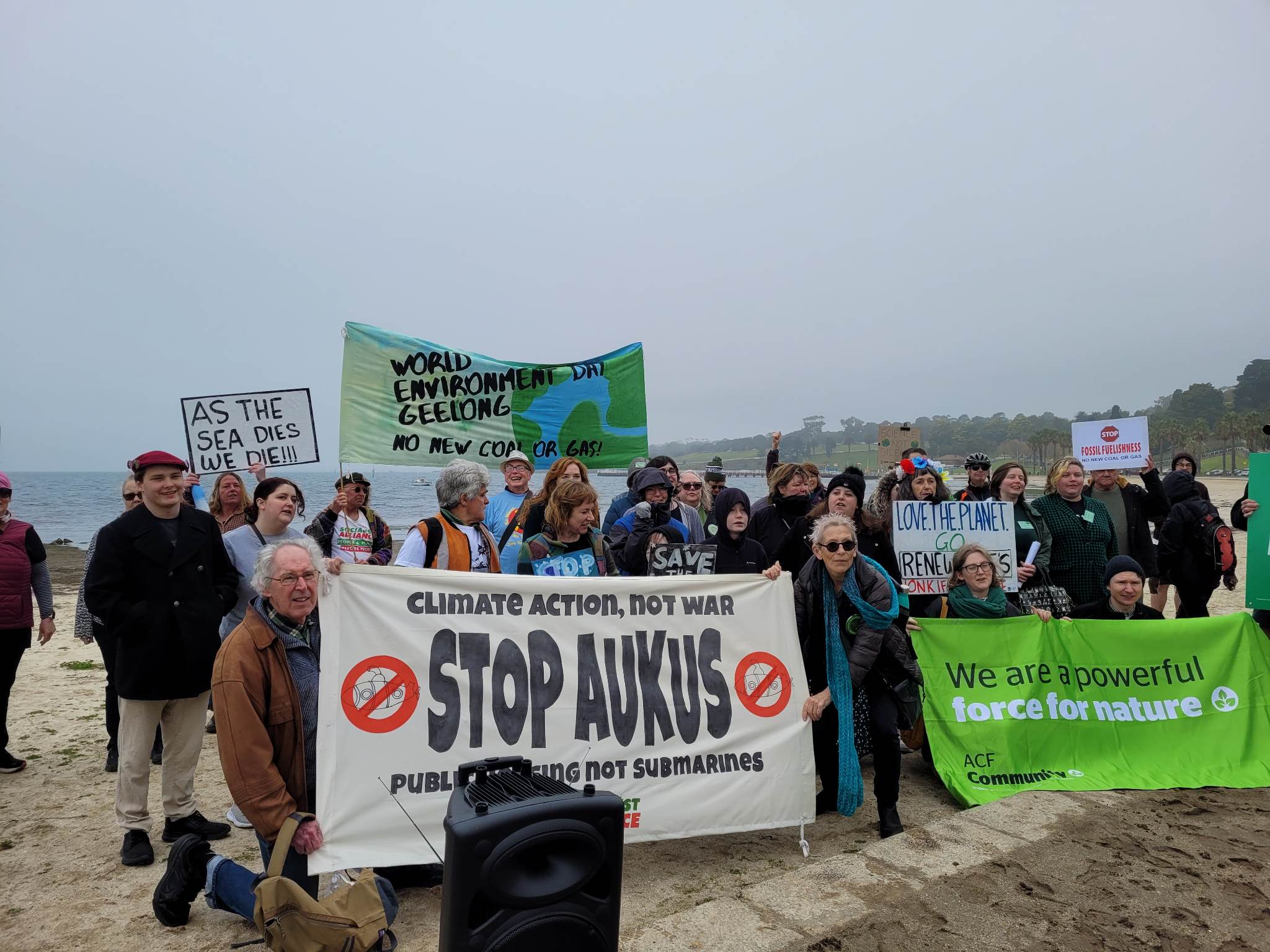 Climate and anti-war activists marched together on World Environment Day. Photo: Sue Bull