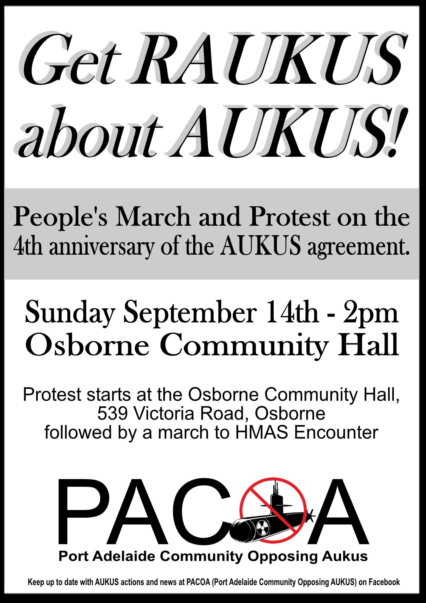 Get RAUKUS about AUKUS People's March leafleft