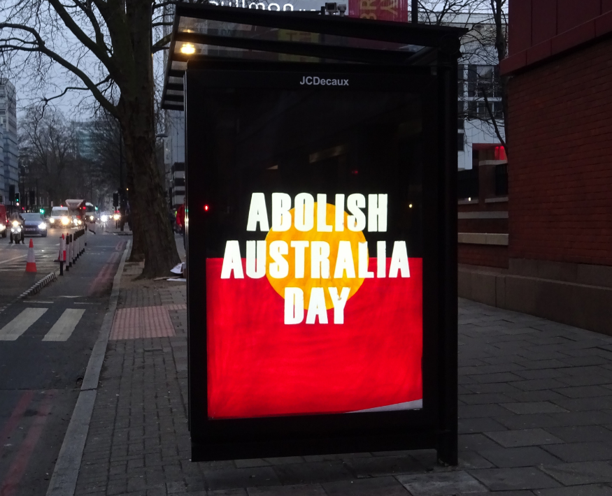 Abolish Australia Day installation by Project Stencil