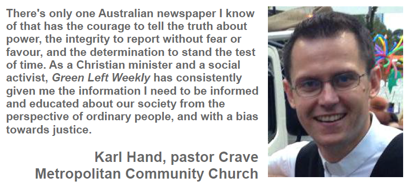 Green Left 1000th issue message of congratulations from Karl Hand.