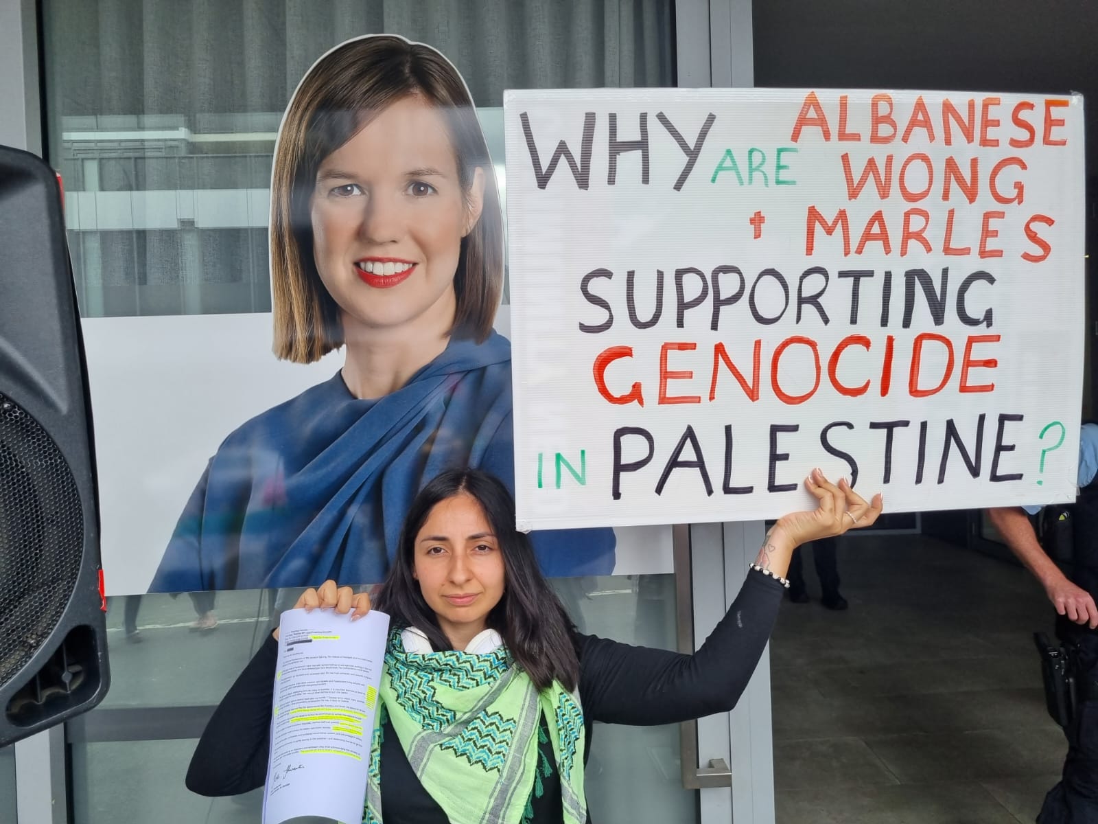 Free Palestine rally outside Kate Thwaites' office