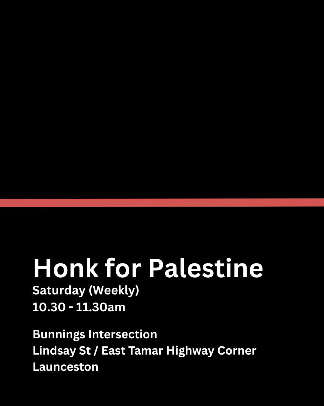 Graphic: Launceston for Palestine's Honk for Palestine