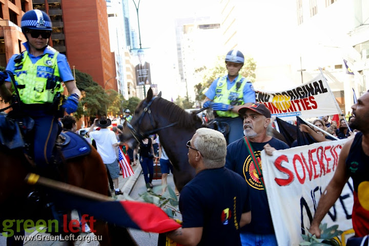 Police horse in the crowd