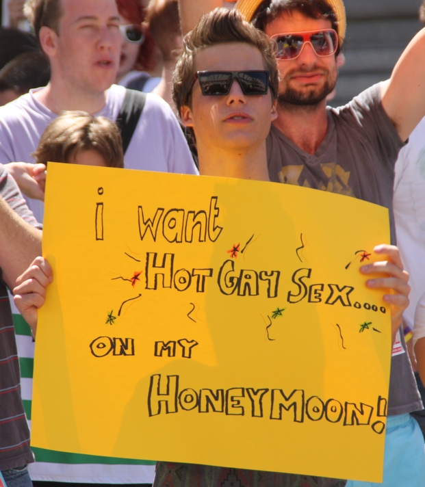 One of the placards on the march
