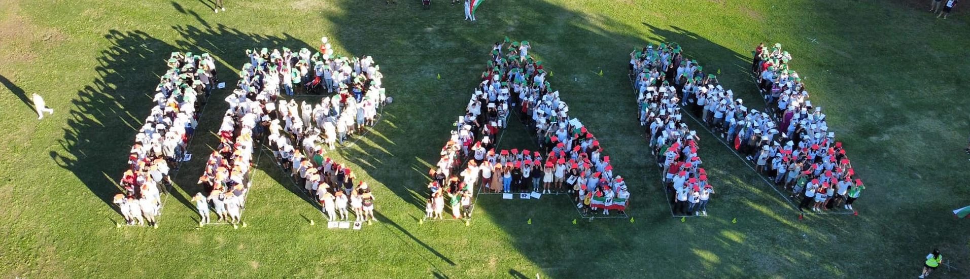 People making a human sign reading "Iran", November 29