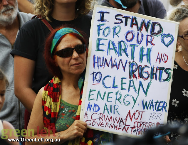 Protester with placard