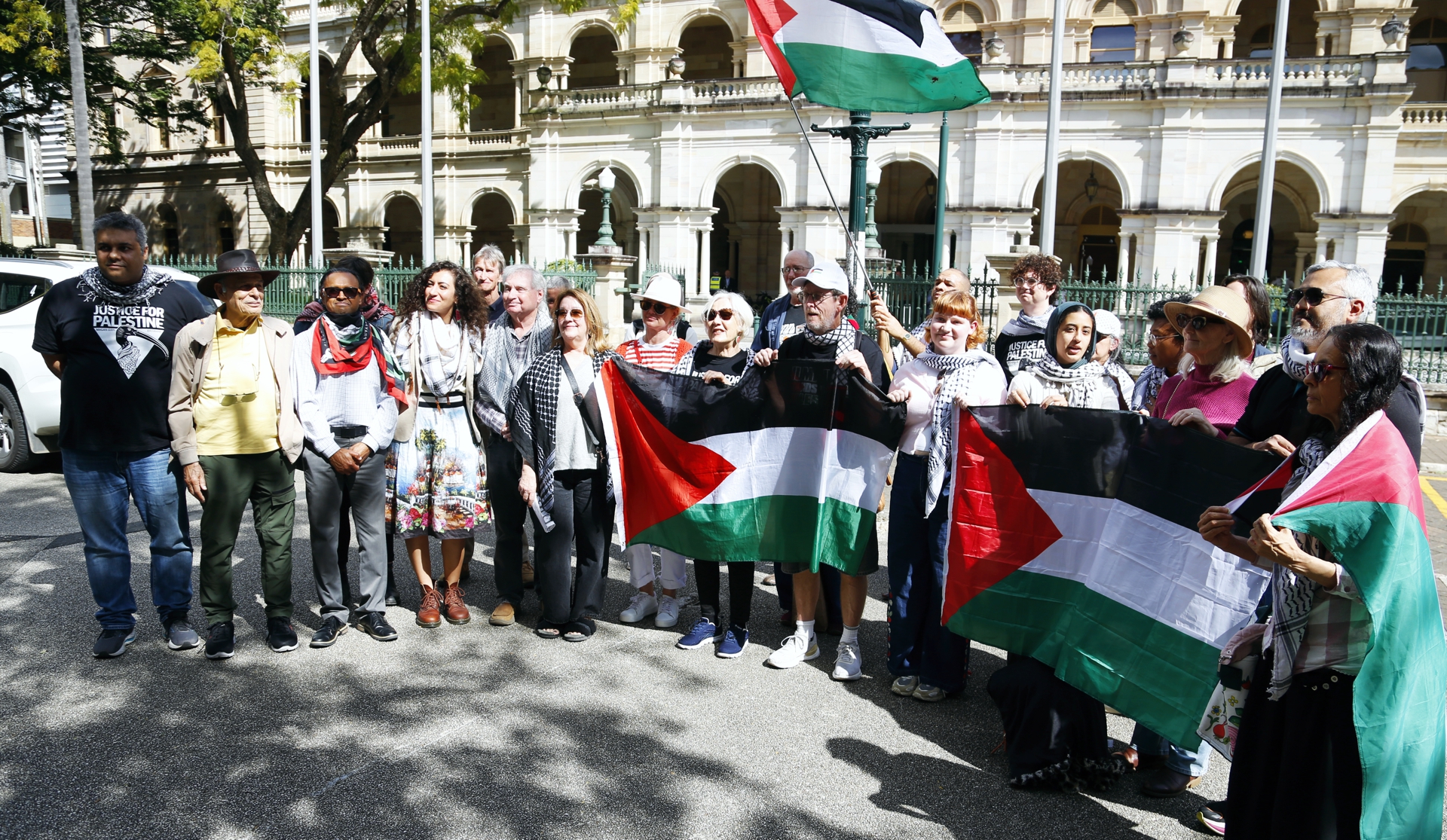 Justice for Palestine activists supporting the August 7 media conference