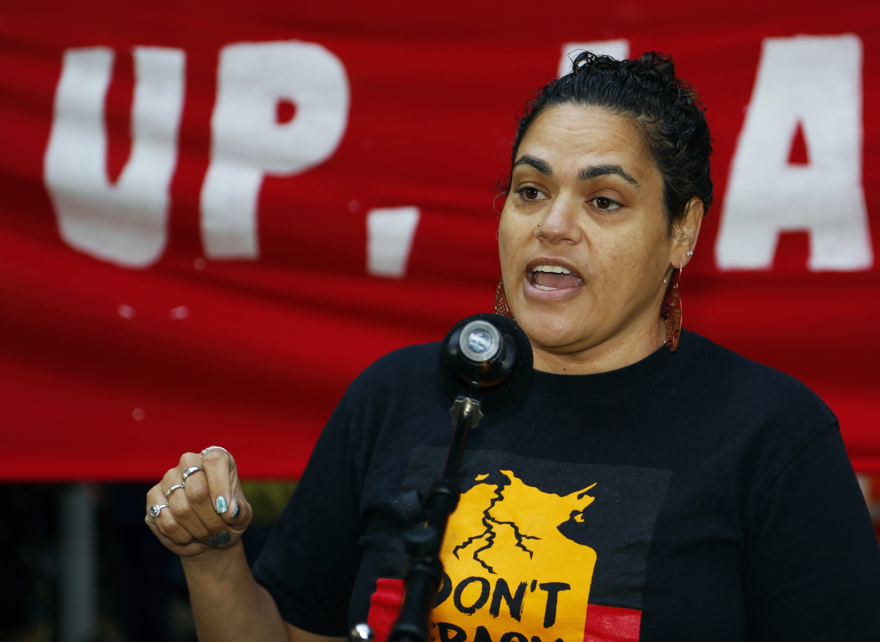 GetUp!'s Larissa Balwin at the rally