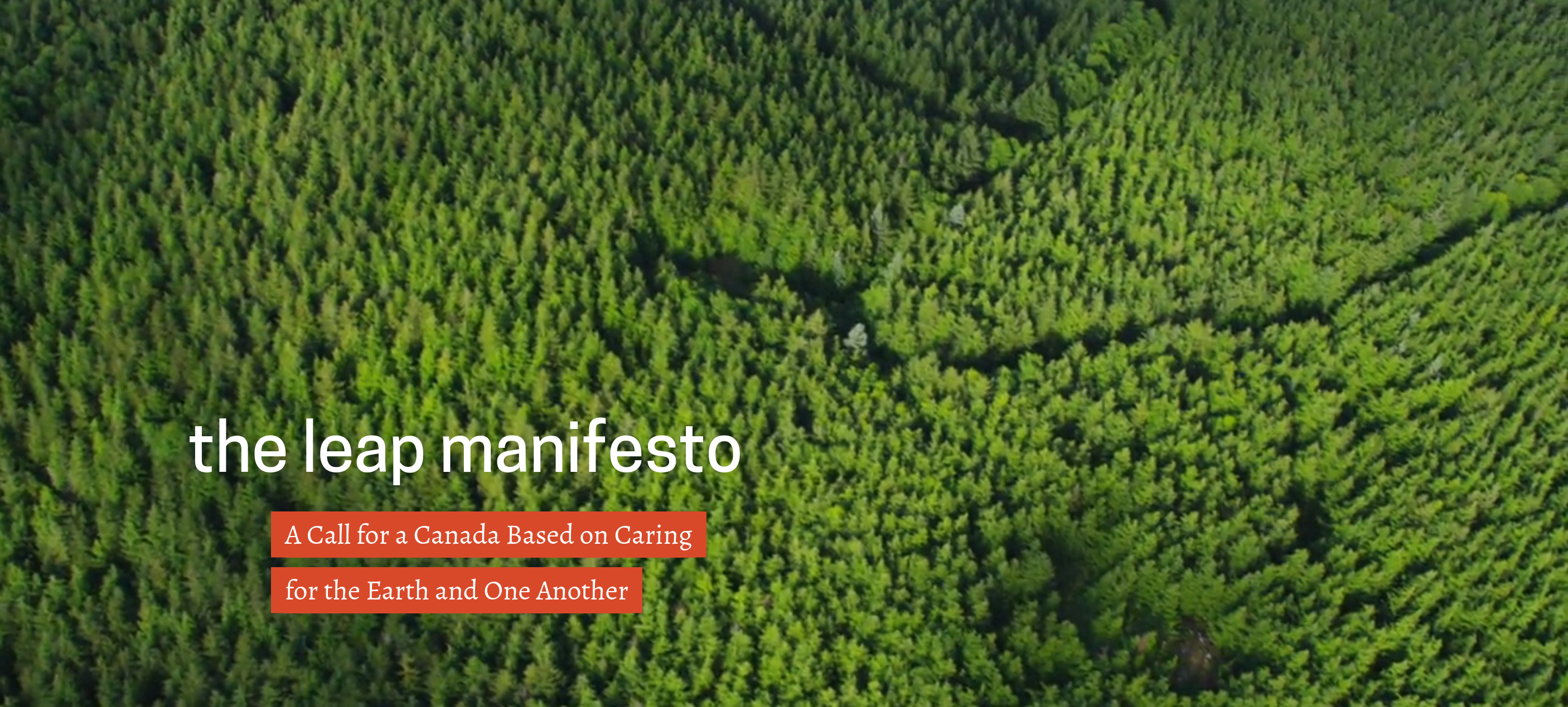Leap Manifesto website banner.