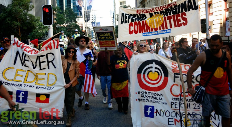 Protesters marching