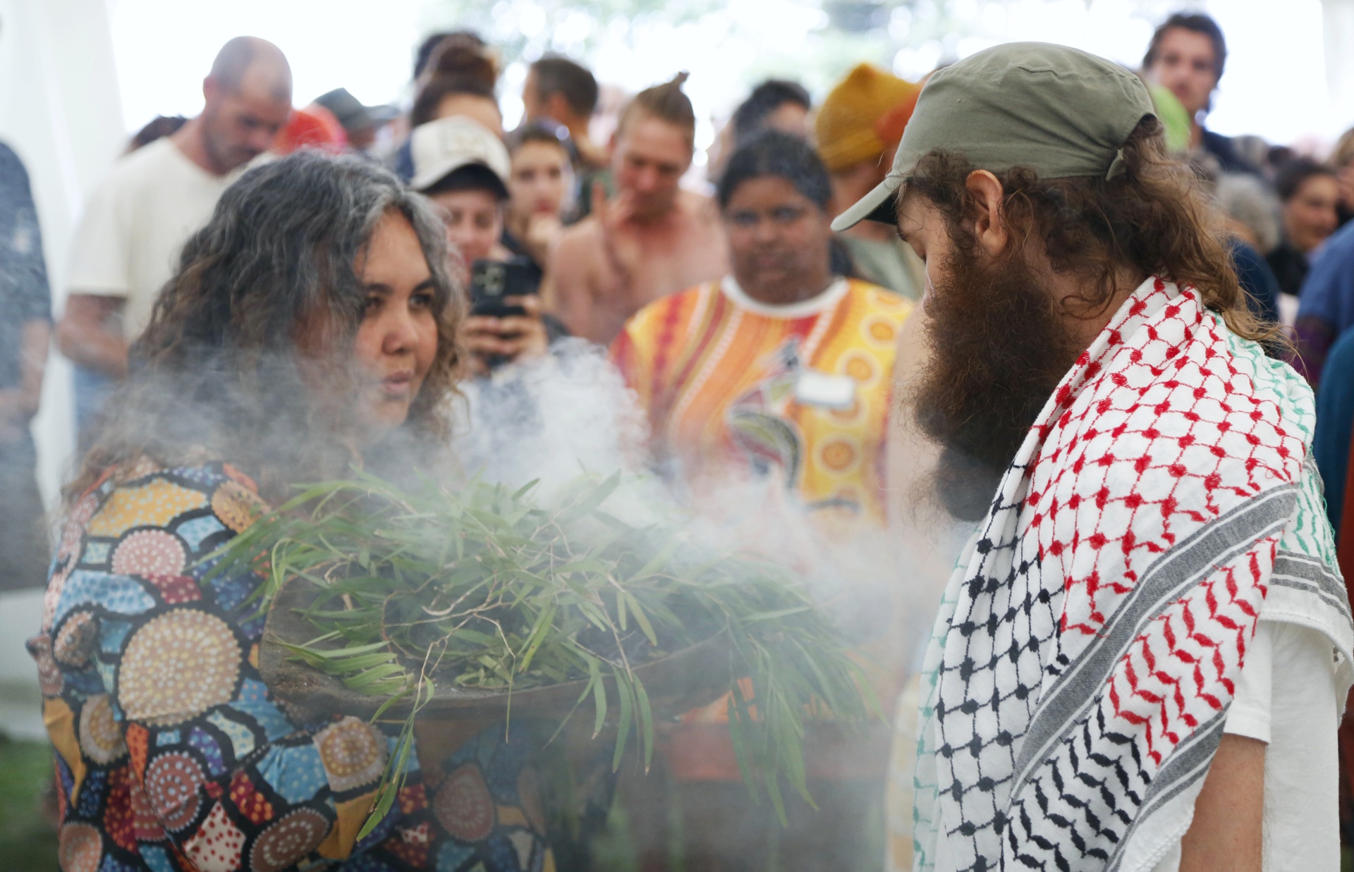 Beautiful Welcome to Country and smoking ceremony