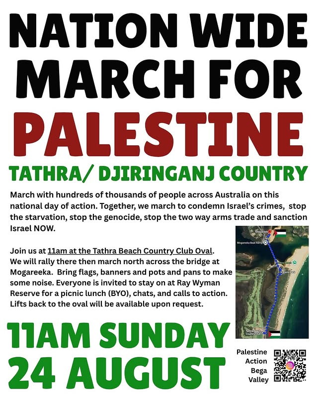 Leaflet: National March for Palestine Tathra Country Club Oval 24082025
