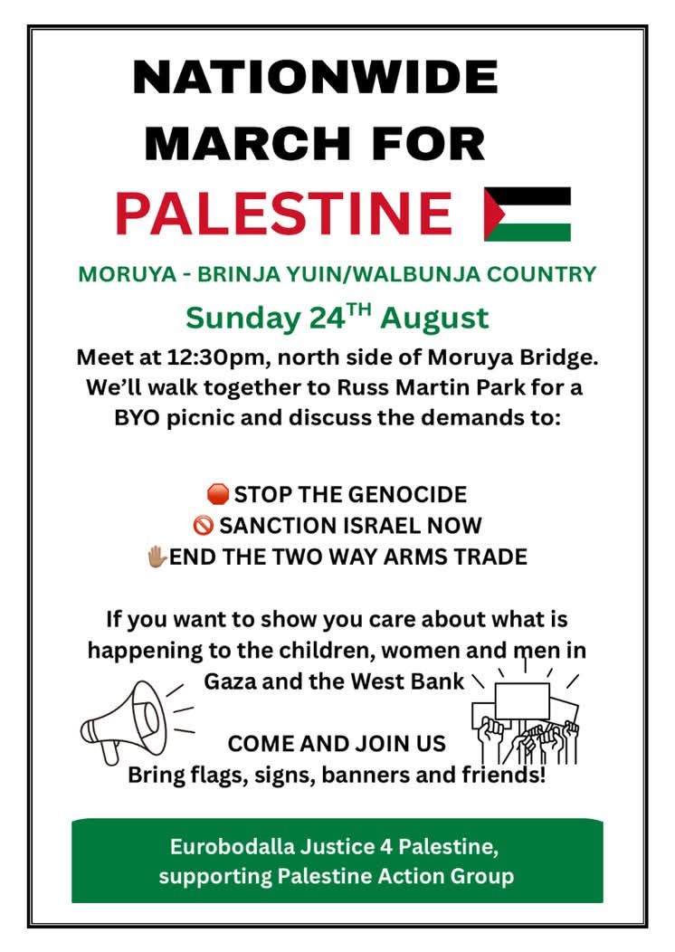 Leaflet: Nationwide March For Palestine Moruya 24082025