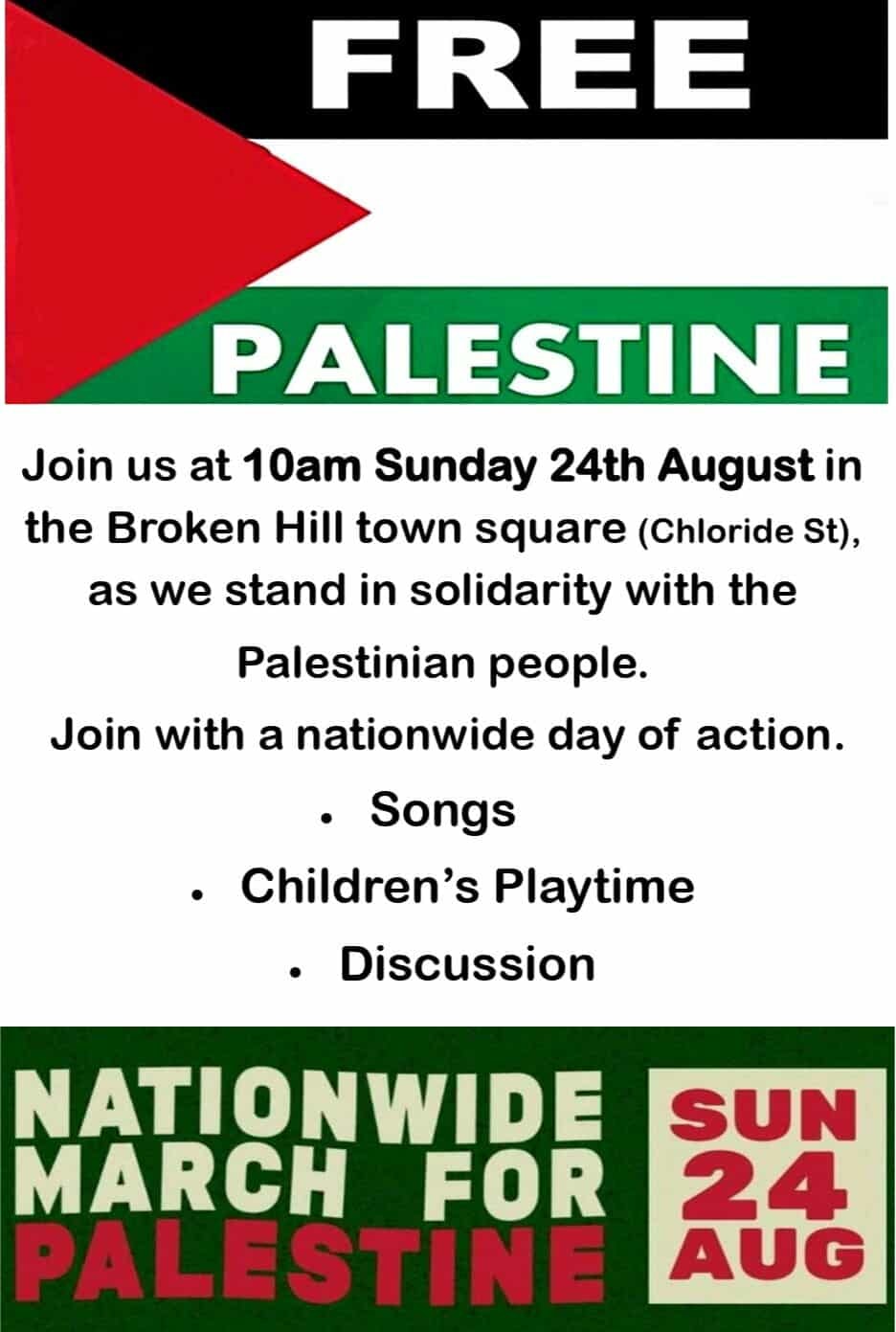 Leaflet: Nationwide March For Palestine Broken Hill 24082025