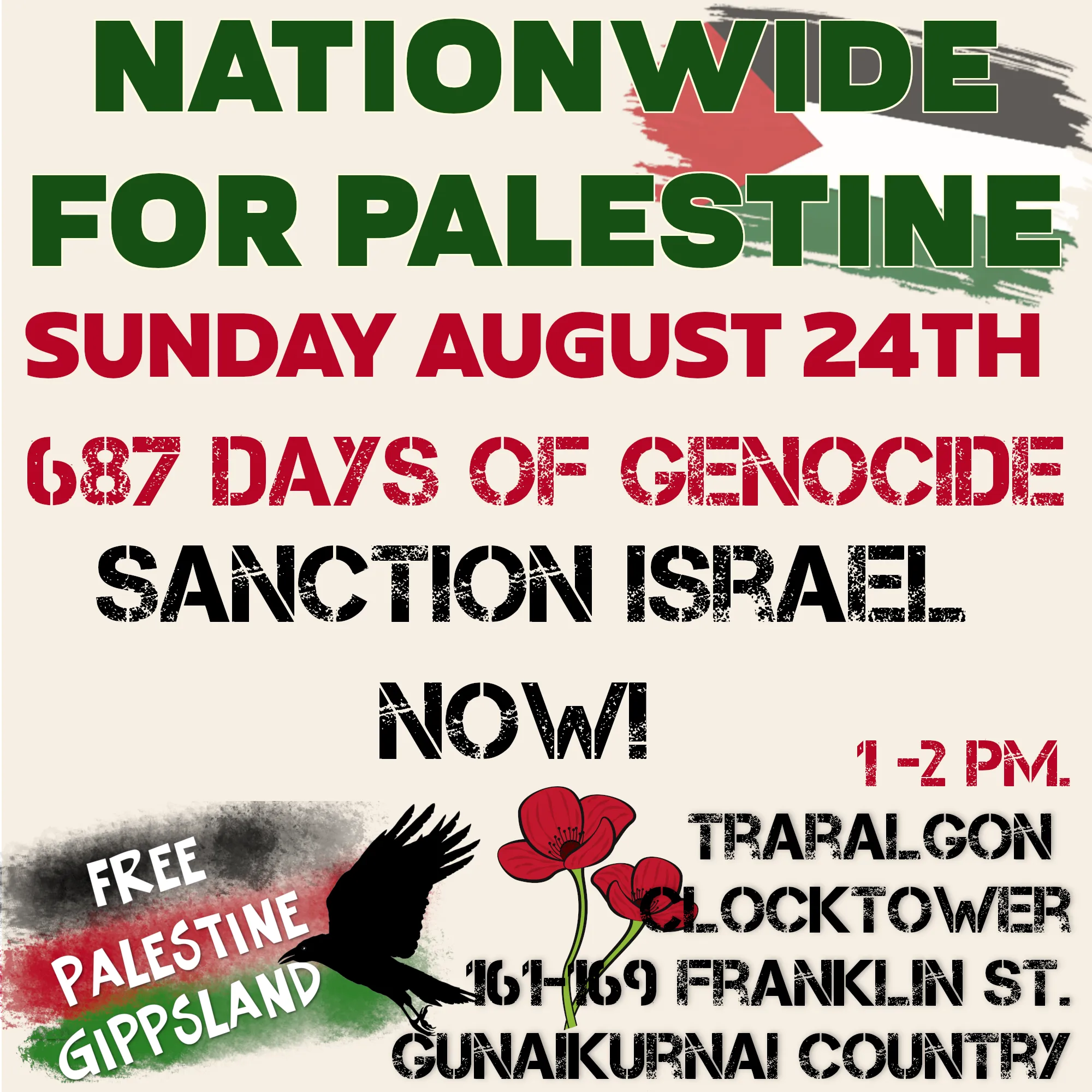 Leaflet: Nationwide March For Palestine Traralgon 24082025