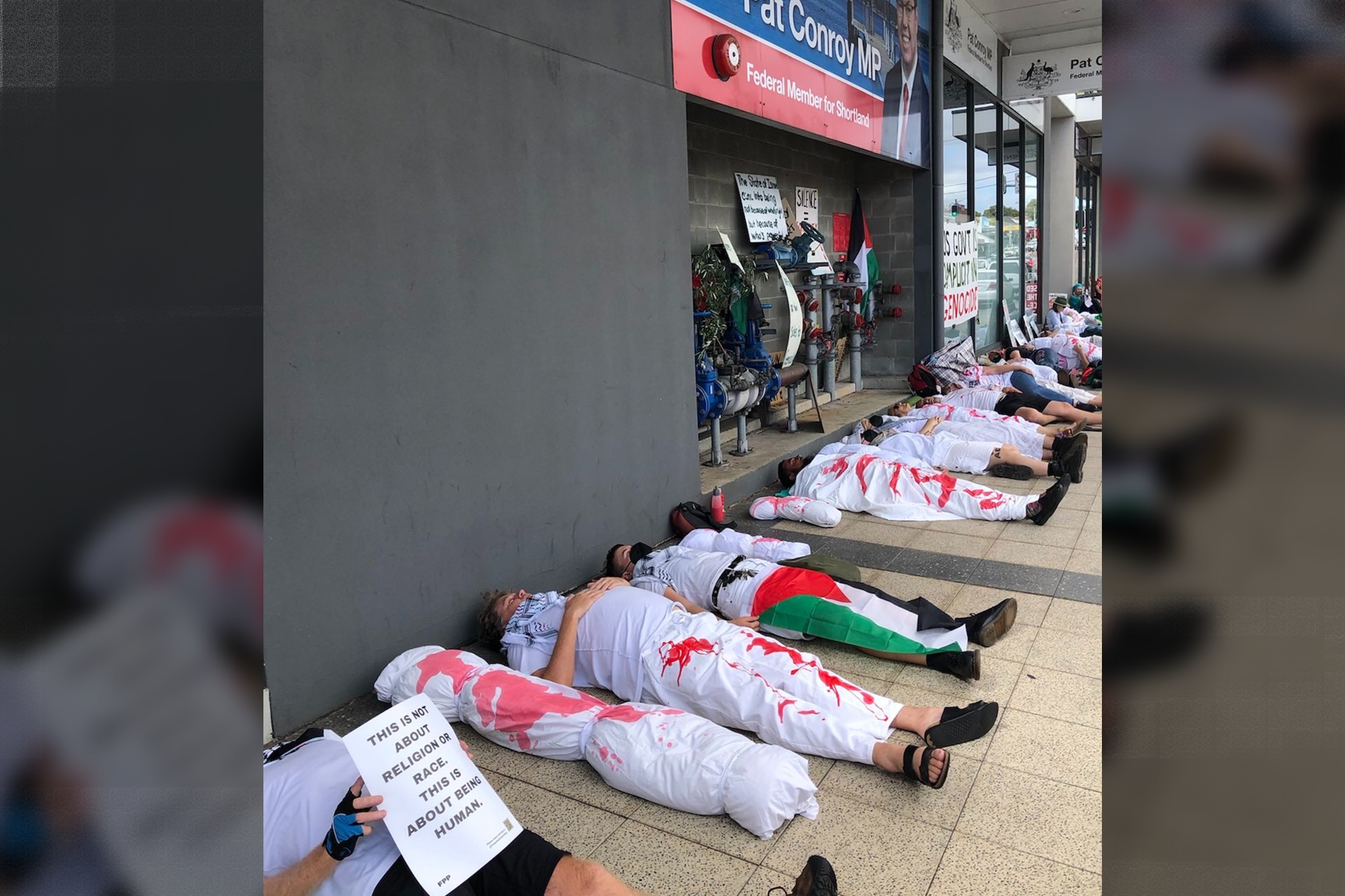 Protest outside the office of Pat Conroy, Minister for Defence Industry, March 15