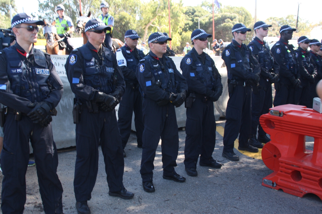 Police arrive at Matagarup