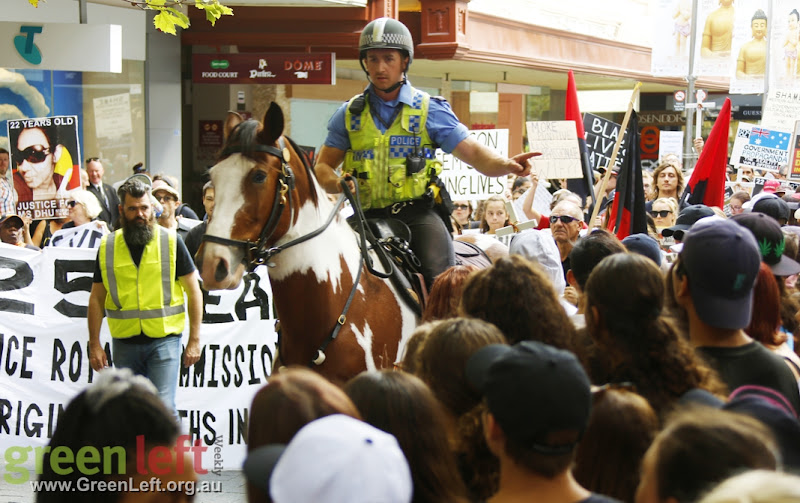 Stop Black Deaths In Custody rally, Perth Aptil 15, 2016.