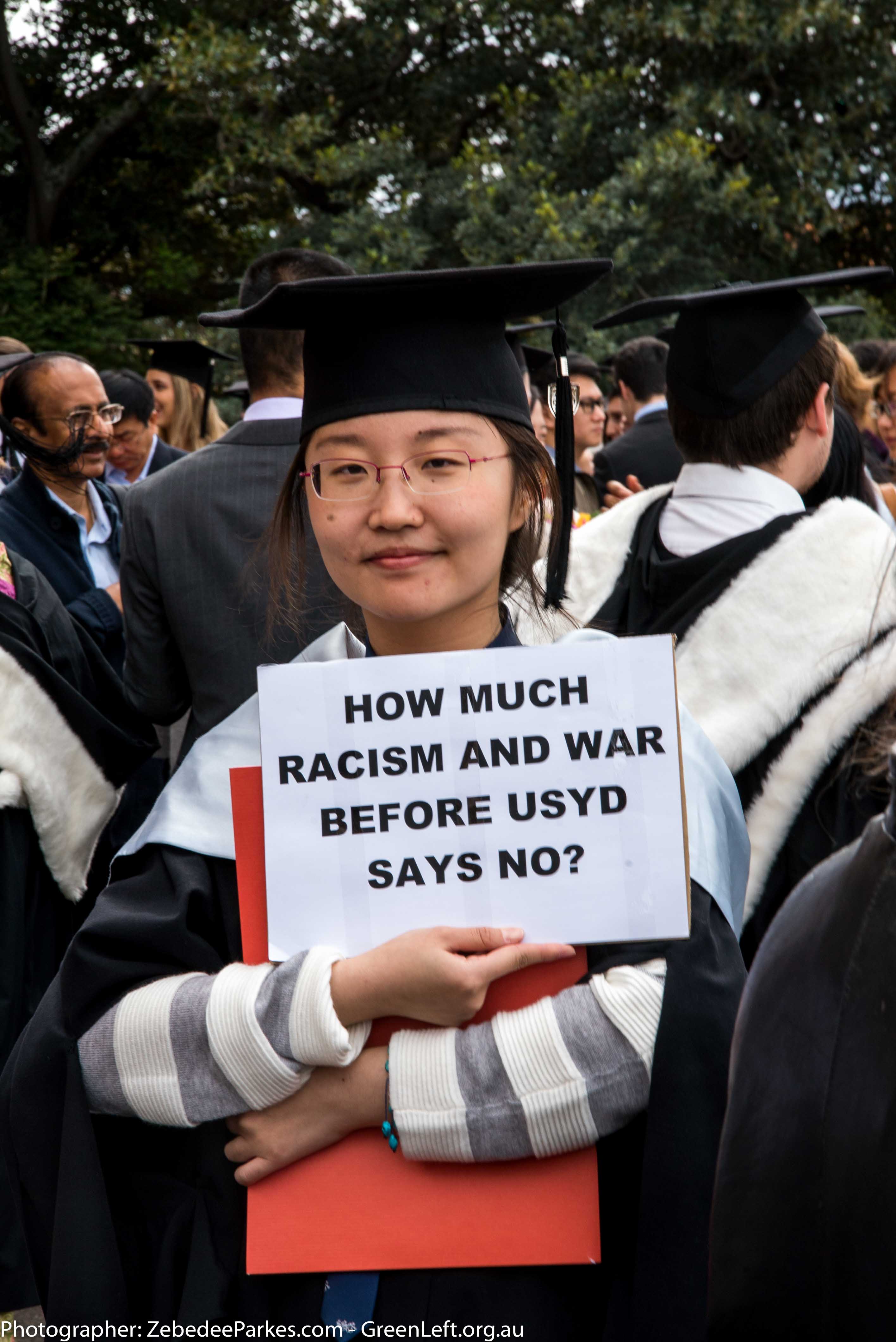 Protester with sign