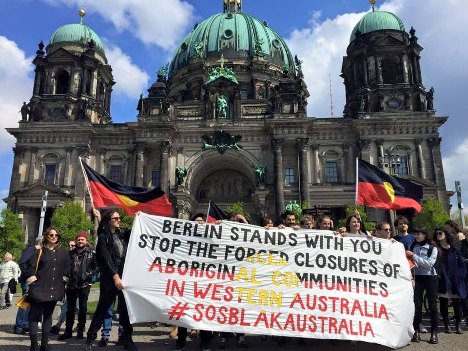 Protest against forced closures of Aboriginal communities, Berlin May 1 2015.