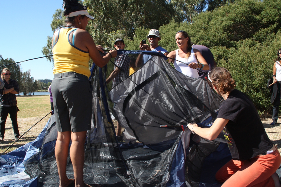 Putting up a tent