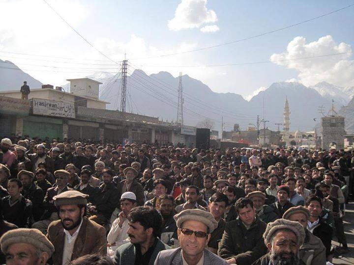 Protest rally in Aliabad, Hunza Valley, in support of the charter of demands of the Awami Action Committee.