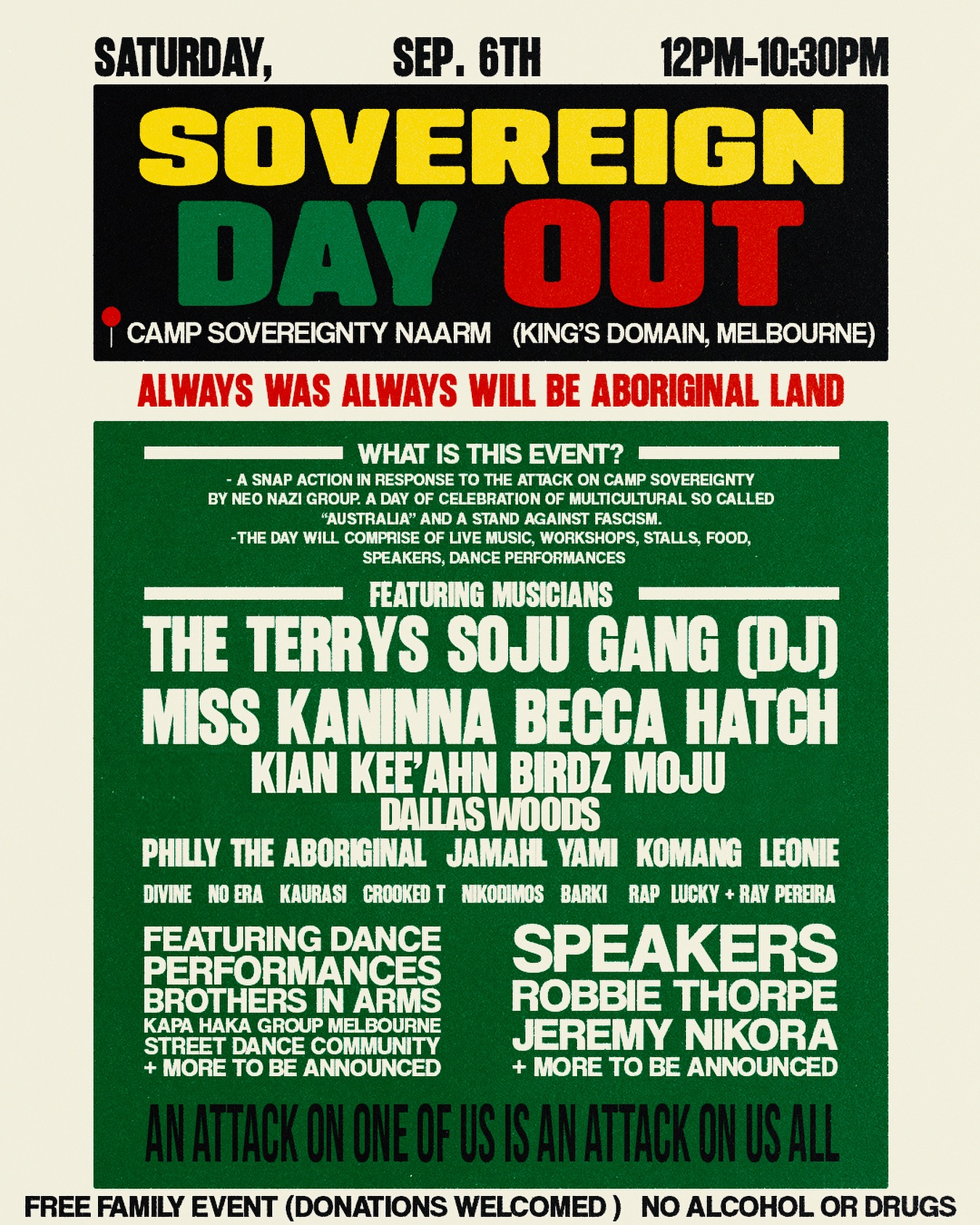 Graphic: Sovereign Day Out 06/09/2025 Naarm