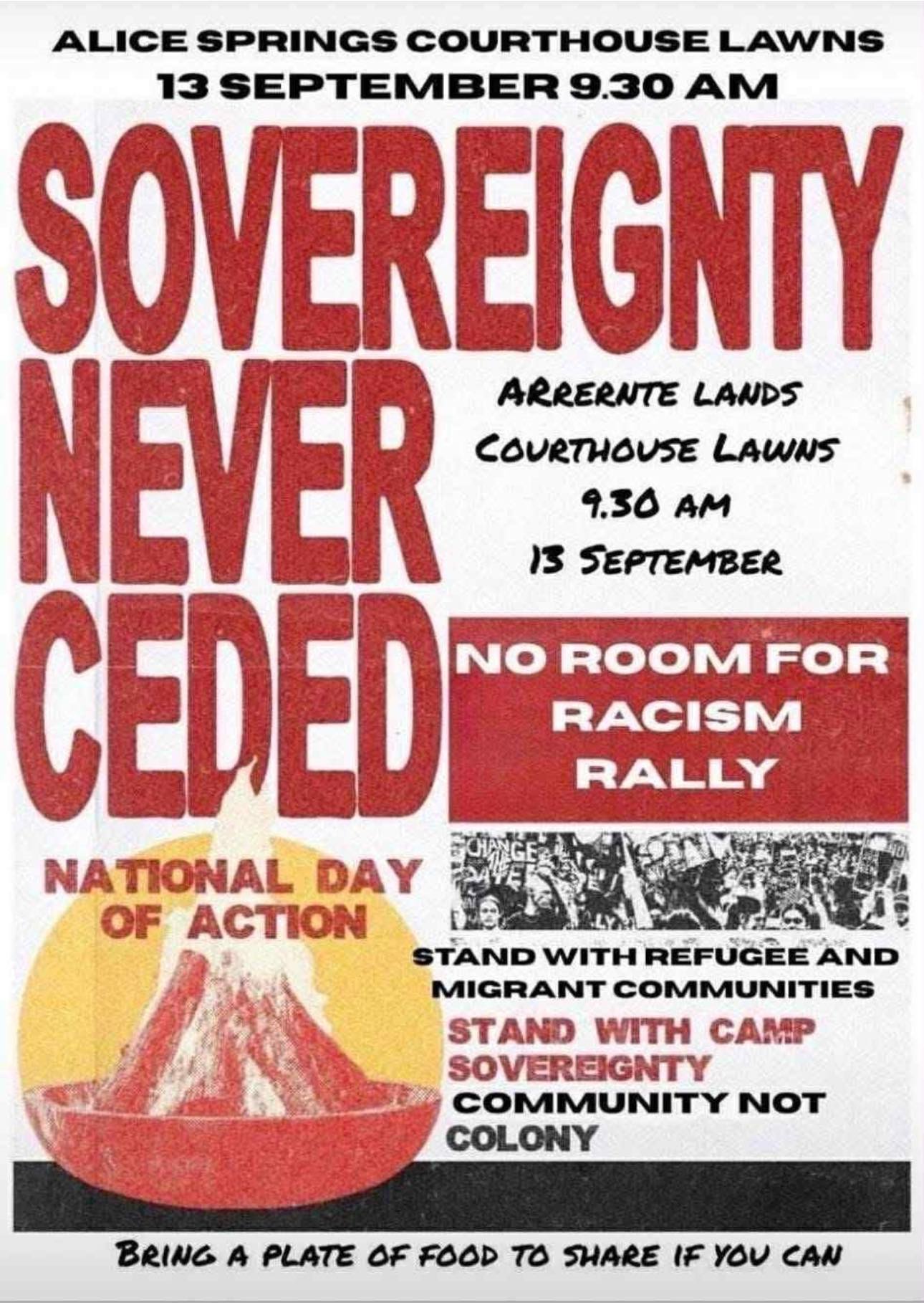 Graphic: Sovereignty Never Ceded National Day of Action 13/10/2025 Arrernte Lands