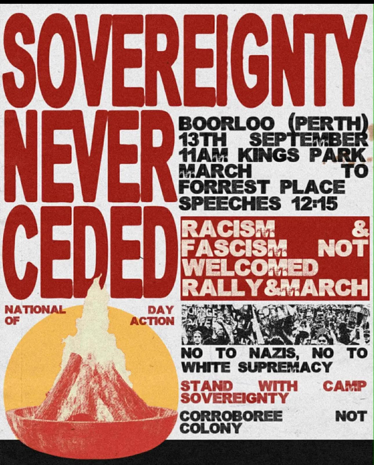 Graphic: Sovereignty Never Ceded National Day of Action Boorloo 13/09/2025