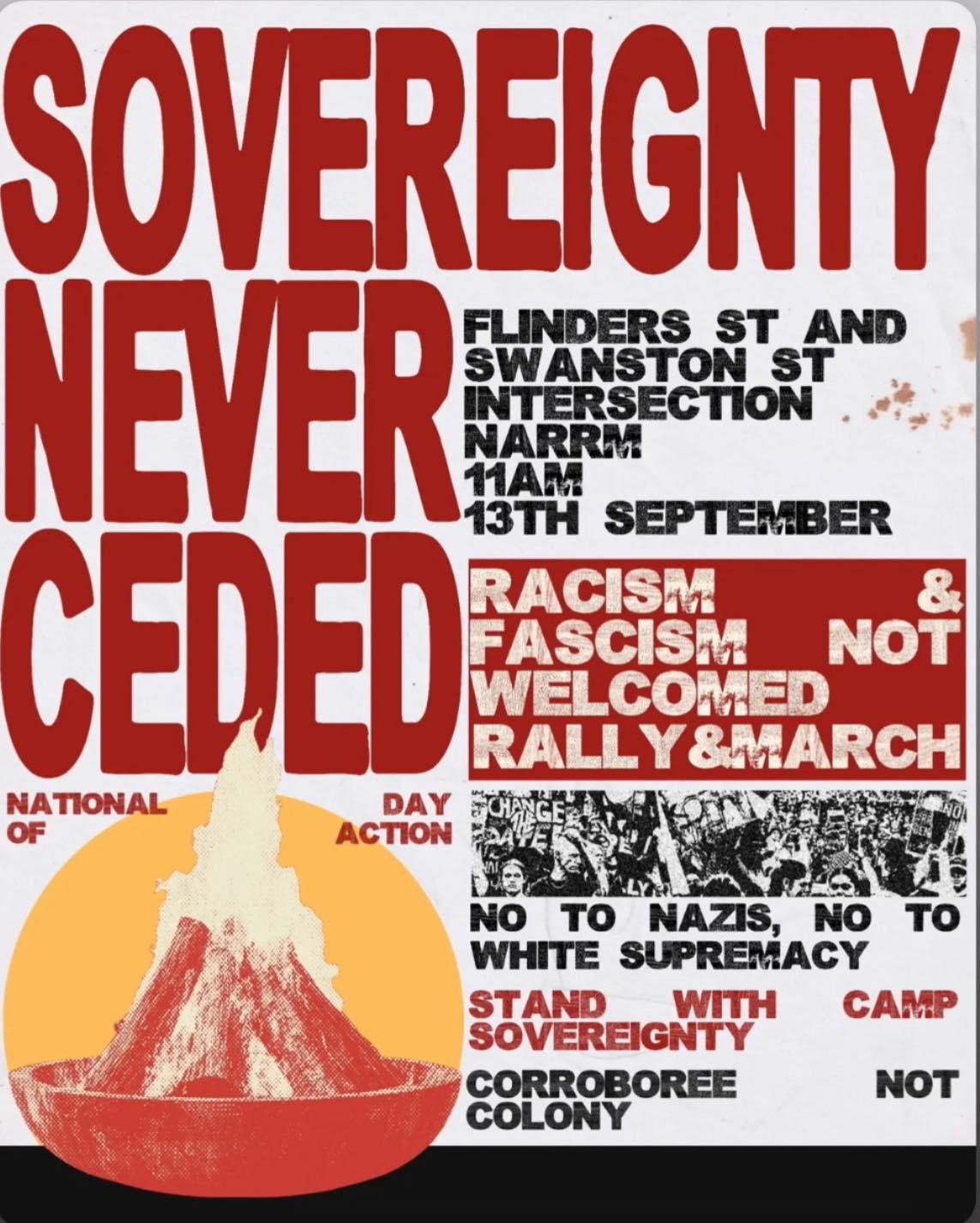 Graphic: Sovereignty Never Ceded National Day of Action 13/09/2025 Naarm