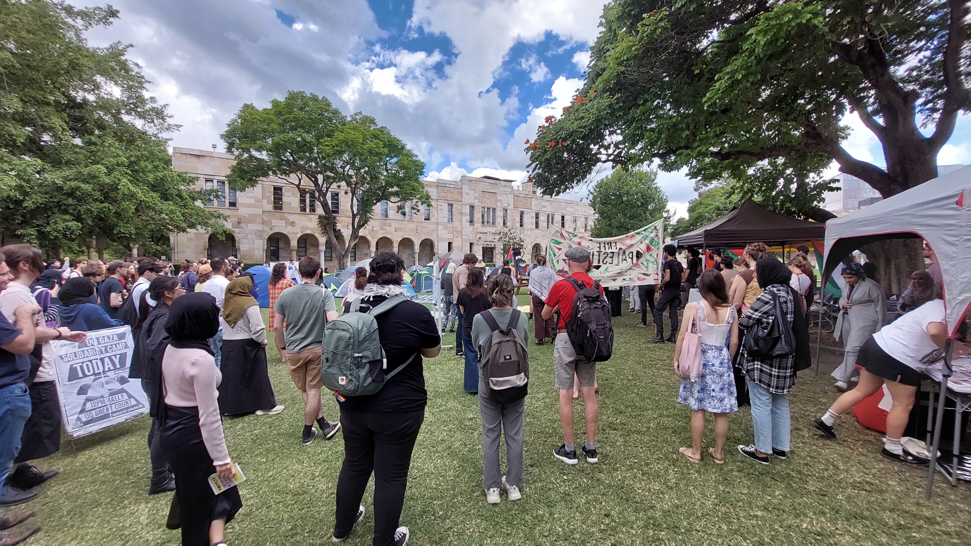 Students gather before marching to protest Albanese