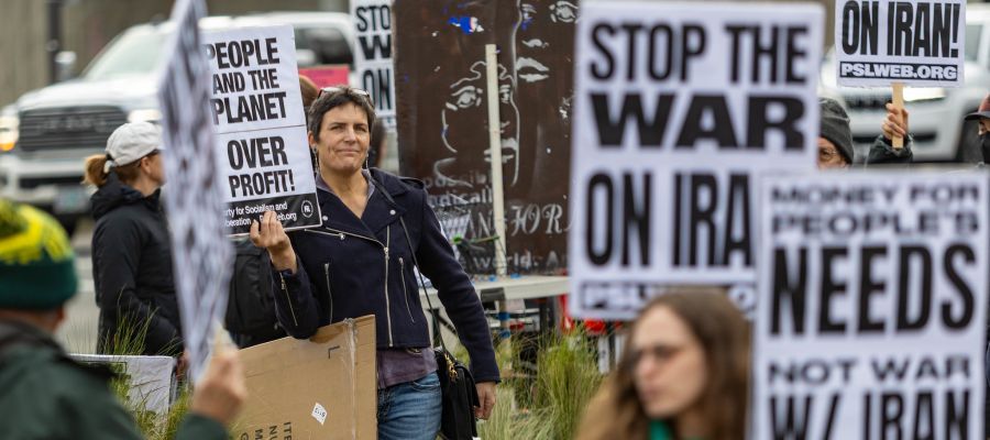 protesters with signs