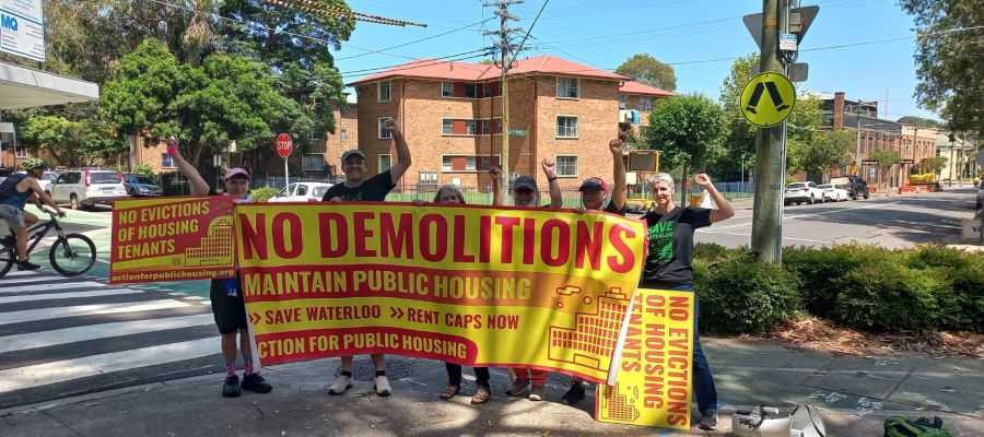 housing activists campaigning against the demolition of public homes at waterloo