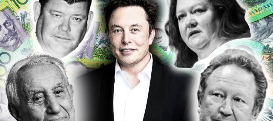 Billionaires Australia Elon musk Gina rinehart Andrew forrester 