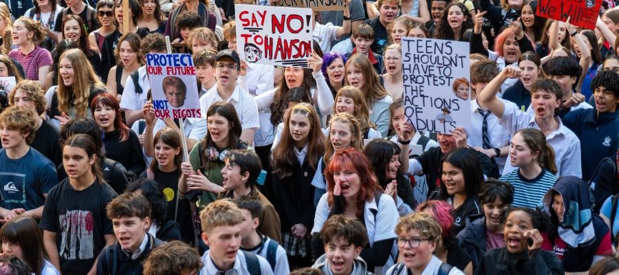 student walk out ZP
