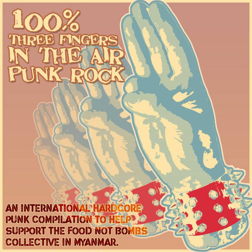 VARIOUS ARTISTS — 100% THREE FINGERS IN THE AIR PUNK ROCK ALBUM ARTWORK