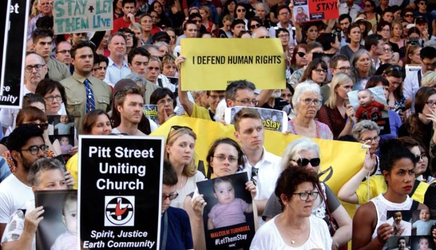 Let Them Stay refugee rally in Sydney, February 8, 2016.